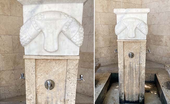 Tarihi caminin çalınan muslukları yenilendi