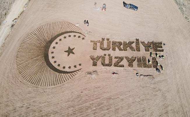 Denizli’de 81 bin fidanla ’Türkiye Yüzyılı’ logosu işlendi