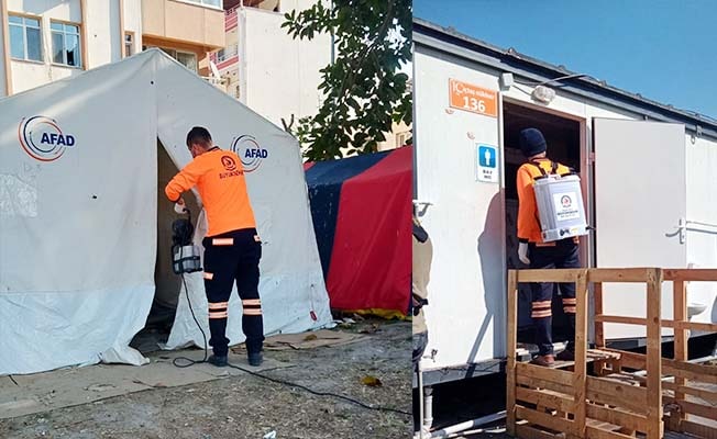 Büyükşehir ekipleri deprem bölgesinde dezenfeksiyon seferberliği başlattı