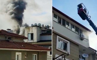 Apartmanın çatısında çıkan yangın paniğe neden oldu