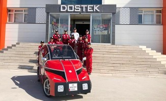 DOSTEK’in elektrikli aracı yarışma için Kocaeli’ye yolcu edildi