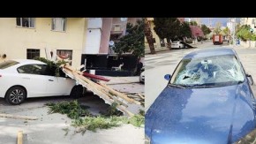 Denizli'de fırtına çatıları uçurdu, araçlar hasar gördü