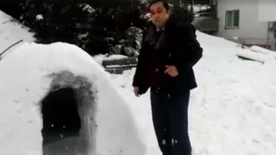 Eskimolar'a özenip kardan ev yaptılar